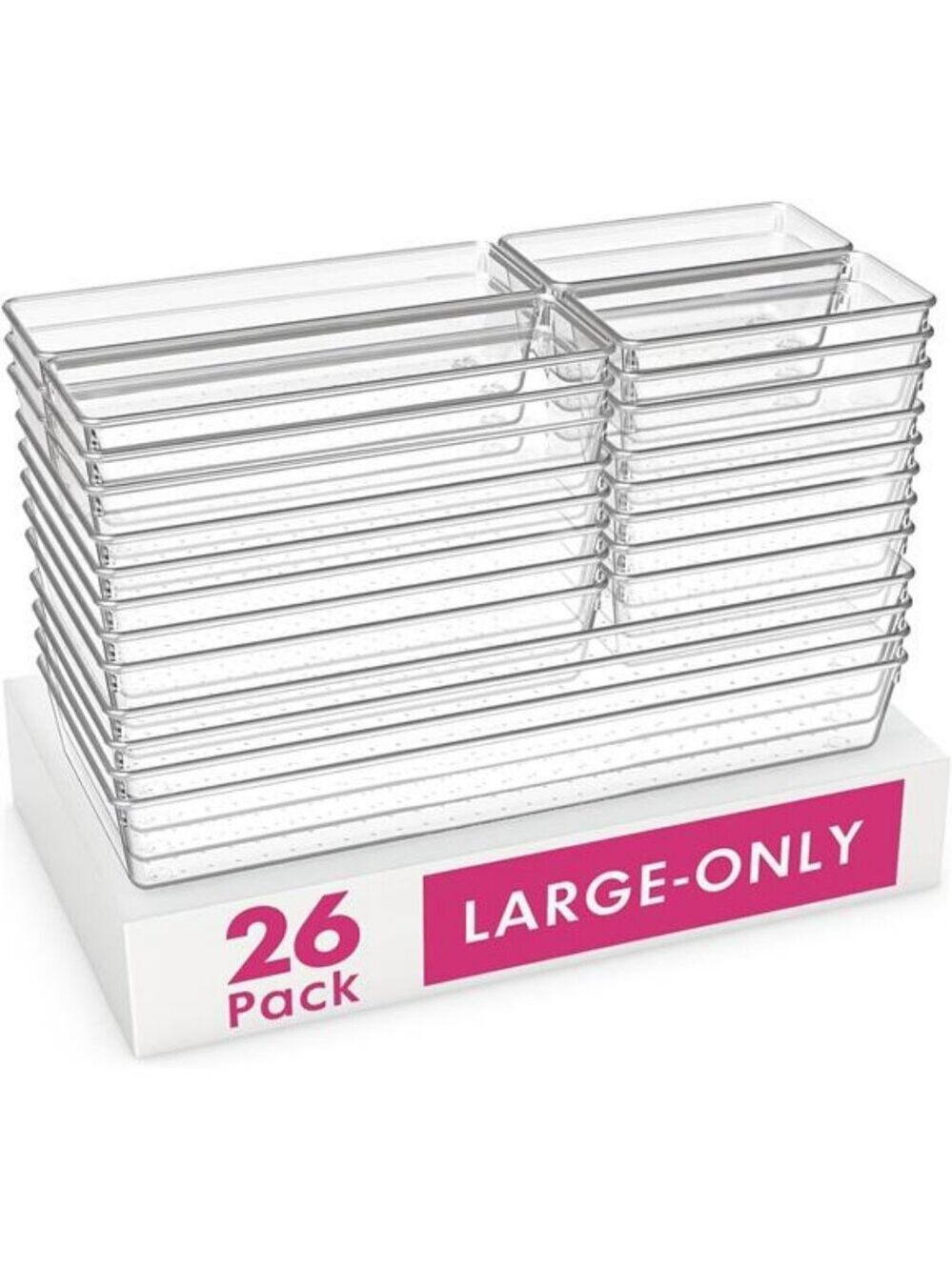 Clear Plastic Drawer Organizer Bins Set Kitchen Bathroom Makeup Storage